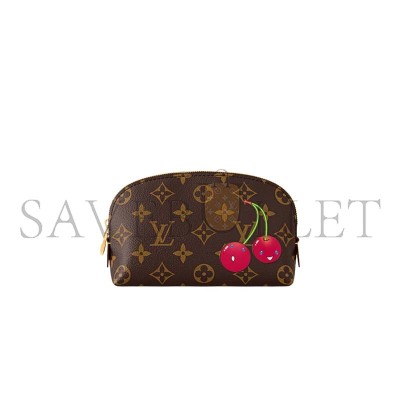 LOUIS VUITTON MURAKAMI X TAKASHI MURAKAMI CHERRY COSMETIC POUCH BROWN MONOGRAM GOLD HARDWARE M13766 (17*12*6cm)